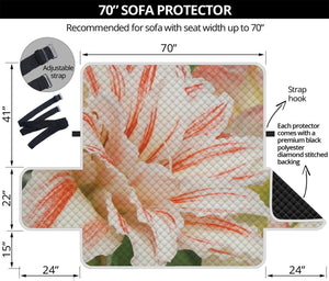 White And Pink Amaryllis Print Sofa Protector