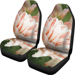 White And Pink Amaryllis Print Universal Fit Car Seat Covers