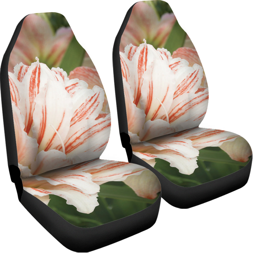 White And Pink Amaryllis Print Universal Fit Car Seat Covers