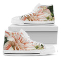 White And Pink Amaryllis Print White High Top Sneakers