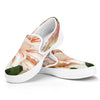 White And Pink Amaryllis Print White Slip On Shoes