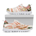 White And Pink Amaryllis Print White Running Shoes