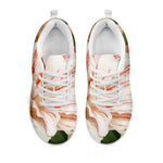 White And Pink Amaryllis Print White Sneakers