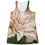 White And Pink Amaryllis Print Women's Racerback Tank Top