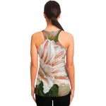 White And Pink Amaryllis Print Women's Racerback Tank Top