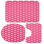 White And Pink Breast Cancer Print 3 Piece Bath Mat Set