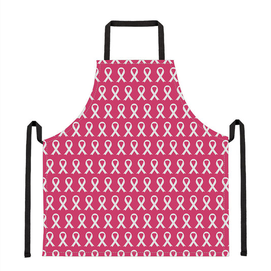 White And Pink Breast Cancer Print Apron