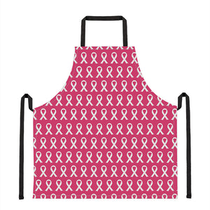 White And Pink Breast Cancer Print Apron