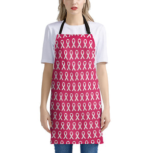 White And Pink Breast Cancer Print Apron