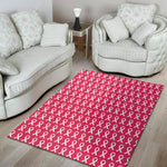 White And Pink Breast Cancer Print Area Rug