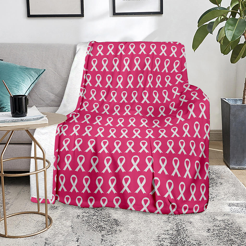 White And Pink Breast Cancer Print Blanket