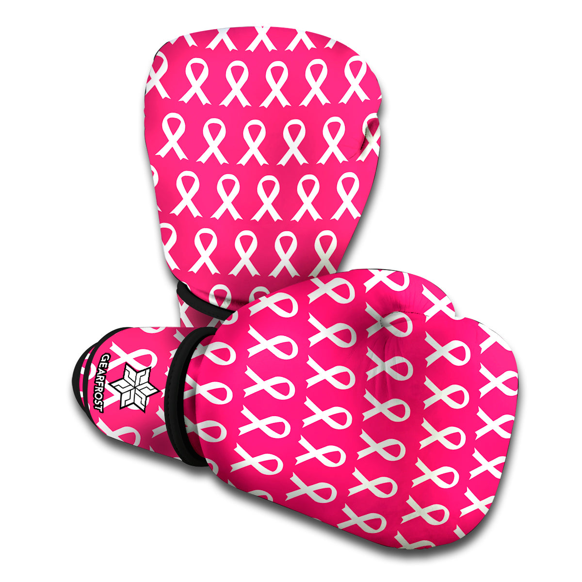 White And Pink Breast Cancer Print Boxing Gloves