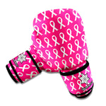 White And Pink Breast Cancer Print Boxing Gloves