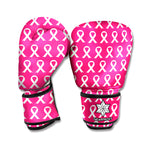White And Pink Breast Cancer Print Boxing Gloves