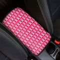 White And Pink Breast Cancer Print Car Center Console Cover