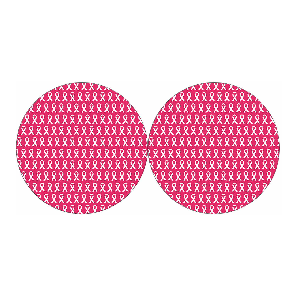 White And Pink Breast Cancer Print Car Coasters