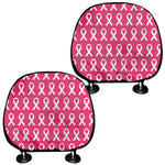 White And Pink Breast Cancer Print Car Headrest Covers