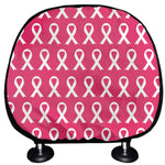 White And Pink Breast Cancer Print Car Headrest Covers