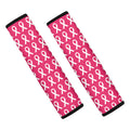 White And Pink Breast Cancer Print Car Seat Belt Covers