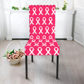 White And Pink Breast Cancer Print Dining Chair Slipcover