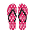 White And Pink Breast Cancer Print Flip Flops