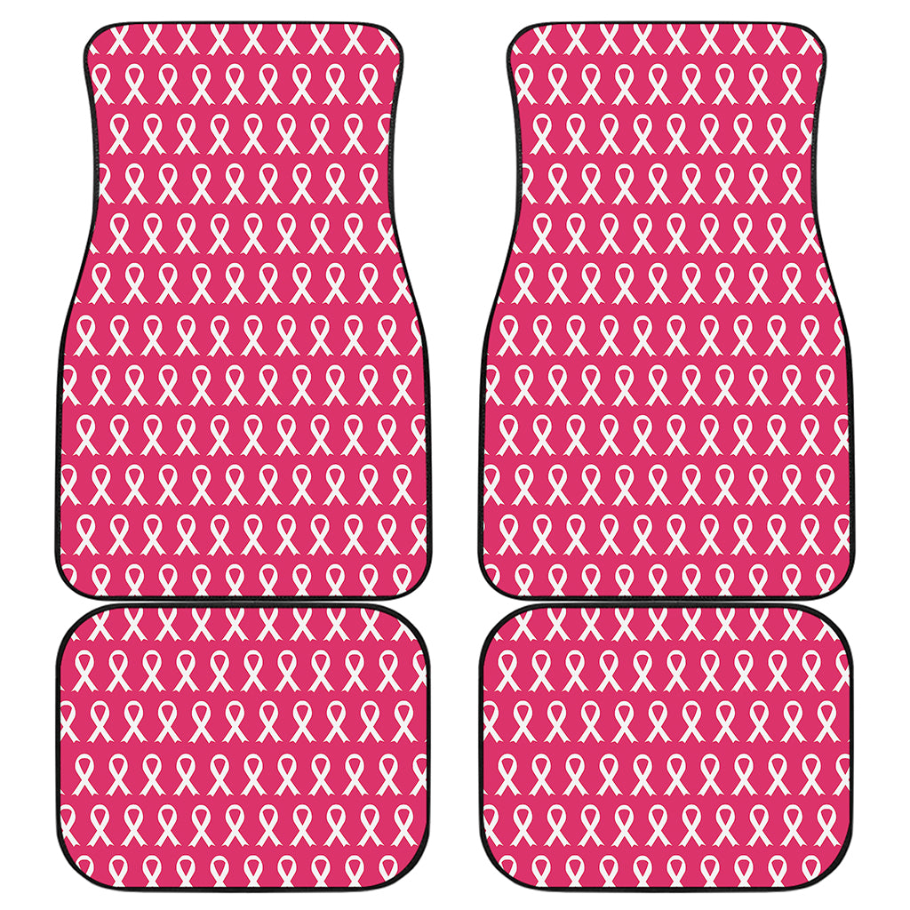 White And Pink Breast Cancer Print Front and Back Car Floor Mats