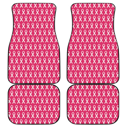 White And Pink Breast Cancer Print Front and Back Car Floor Mats