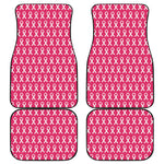 White And Pink Breast Cancer Print Front and Back Car Floor Mats