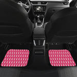 White And Pink Breast Cancer Print Front and Back Car Floor Mats