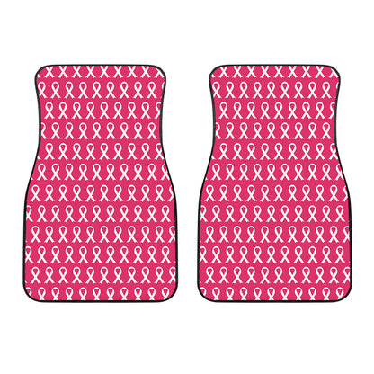 White And Pink Breast Cancer Print Front Car Floor Mats
