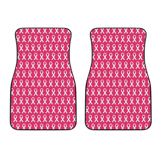 White And Pink Breast Cancer Print Front Car Floor Mats