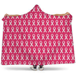 White And Pink Breast Cancer Print Hooded Blanket