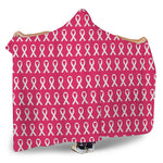 White And Pink Breast Cancer Print Hooded Blanket
