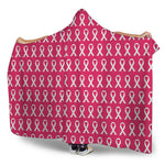 White And Pink Breast Cancer Print Hooded Blanket