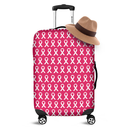 White And Pink Breast Cancer Print Luggage Cover