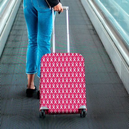White And Pink Breast Cancer Print Luggage Cover