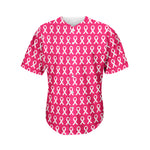 White And Pink Breast Cancer Print Men's Baseball Jersey