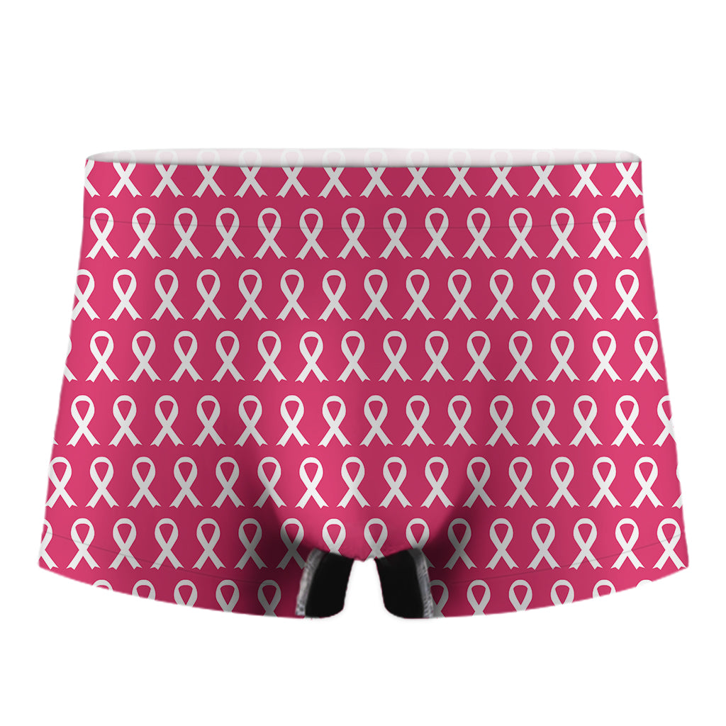 White And Pink Breast Cancer Print Men's Boxer Briefs