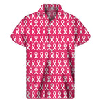 White And Pink Breast Cancer Print Men's Short Sleeve Shirt