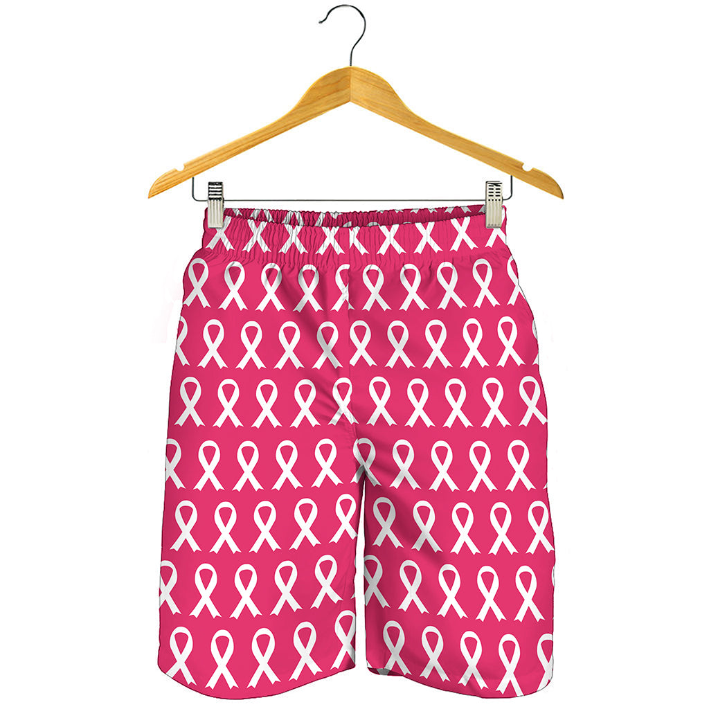 White And Pink Breast Cancer Print Men's Shorts