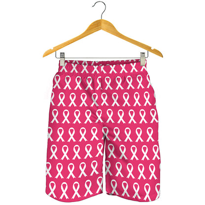 White And Pink Breast Cancer Print Men's Shorts