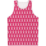 White And Pink Breast Cancer Print Men's Tank Top