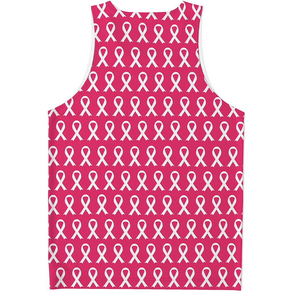 White And Pink Breast Cancer Print Men's Tank Top
