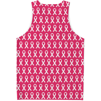 White And Pink Breast Cancer Print Men's Tank Top