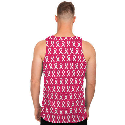 White And Pink Breast Cancer Print Men's Tank Top