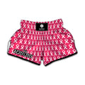 White And Pink Breast Cancer Print Muay Thai Boxing Shorts