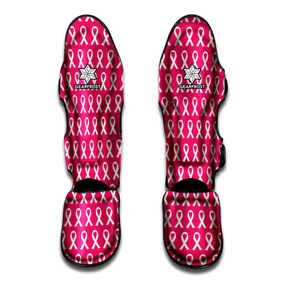 White And Pink Breast Cancer Print Muay Thai Shin Guard