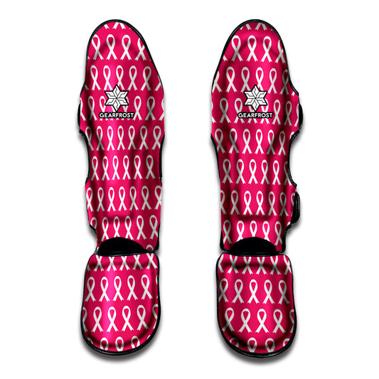 White And Pink Breast Cancer Print Muay Thai Shin Guard