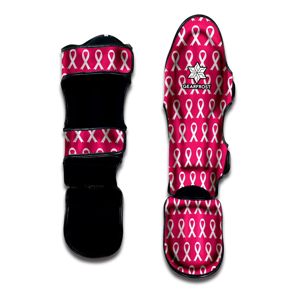 White And Pink Breast Cancer Print Muay Thai Shin Guard