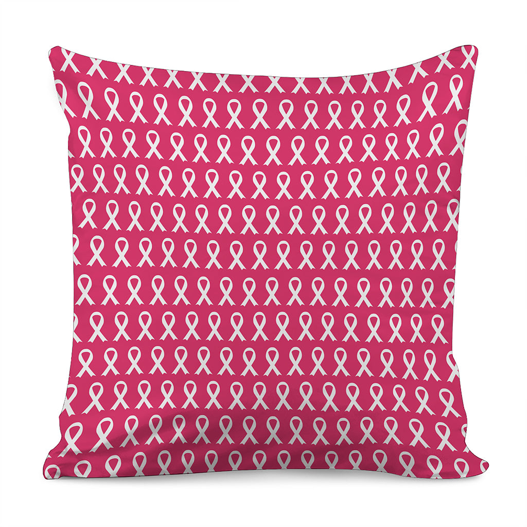 White And Pink Breast Cancer Print Pillow Cover